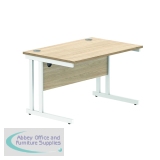 Polaris Rectangular Double Upright Cantilever Desk 1200x800x730mm Canadian Oak/White KF822290