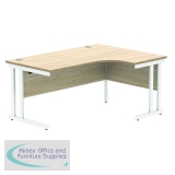 Polaris Right Hand Radial Double Upright Cantilever Desk 1600x1200x730mm Canadian Oak/White KF822330