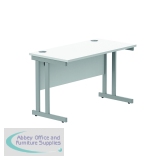 Polaris Rectangular Double Upright Cantilever Desk 1200x600x730mm Arctic White/Silver KF822340