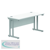 Polaris Rectangular Double Upright Cantilever Desk 1400x600x730mm Arctic White/Silver KF822350