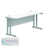 Polaris Rectangular Double Upright Cantilever Desk 1600x600x730mm Arctic White/Silver KF822360