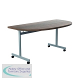 Jemini D-End Tilt Table 1600x800x720mm Dark Walnut/Silver KF822486