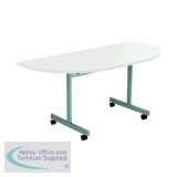 Jemini D-End Tilt Table 1600x800x720mm White/Silver KF822523