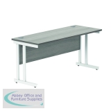 Polaris Rectangular Double Upright Cantilever Desk 1600x600x730mm Alaskan Grey Oak/White KF822600