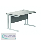 Polaris Rectangular Double Upright Cantilever Desk 1200x800x730mm Alaskan Grey Oak/White KF822610