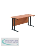 Jemini Rectangular Double Upright Cantilever Desk 1200x600x730mm Beech/Black KF822936