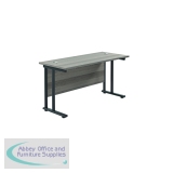 Jemini Rectangular Double Upright Cantilever Desk 1200x600x730mm Grey Oak/Black KF822967