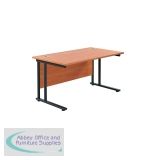 Jemini Rectangular Double Upright Cantilever Desk 1200x800x730mm Beech/Black KF823001