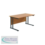 Jemini Rectangular Double Upright Cantilever Desk 1200x800x730mm Nova Oak/Black KF823056