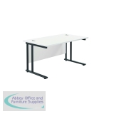 Jemini Rectangular Double Upright Cantilever Desk 1200x800x730mm White/Black KF823063