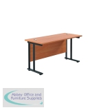 Jemini Rectangular Double Upright Cantilever Desk 1400x600x730mm Beech/Black KF823070