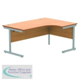 Astin Radial Right Hand SU Cantilever Desk 1600x1200x730mm Norwegian Beech/Silver KF824091