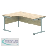 Astin Radial Left Hand SU Cantilever Desk 1600x1200x730mm Canadian Oak/Silver KF824121