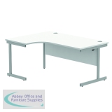 Astin Radial Left Hand SU Cantilever Desk 1600x1200x730mm Arctic White/Silver KF824169