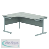 Astin Radial Left Hand SU Cantilever Desk 1600x1200x730mm Alaskan Grey Oak/Silver KF824206