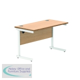 Astin Rectangular Single Upright Cantilever Desk 1200x600x730 Norwegian Beech/Arctic White KF824305