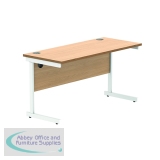 Astin Rectangular Single Upright Cantilever Desk 1400x600x730 Norwegian Beech/Arctic White KF824312