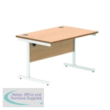 Astin Rectangular Single Upright Cantilever Desk 1200x800x730 Norwegian Beech/Arctic White KF824336