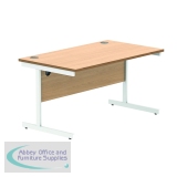 Astin Rectangular Single Upright Cantilever Desk 1400x800x730 Norwegian Beech/Arctic White KF824343