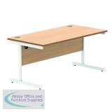 Astin Rectangular Single Upright Cantilever Desk 1600x800x730 Norwegian Beech/Arctic White KF824350