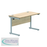 Astin Rectangular Single Upright Cantilever Desk 1200x600x730mm Canadian Oak/Silver KF824367