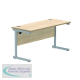 Astin Rectangular Single Upright Cantilever Desk 1400x600x730mm Canadian Oak/Silver KF824374