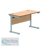 Polaris Rectangular Single Upright Cantilever Desk 1200x600x730mm Norwegian Beech/Silver KF882336