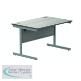 Polaris Rectangular Single Upright Cantilever Desk 1200x800x730mm Alaskan Grey Oak/Silver KF882342