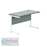 Polaris Rectangular Single Upright Cantilever Desk 1200x600x730mm Alaskan Grey Oak/White KF882343