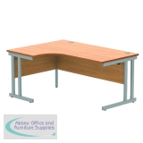 Polaris Left Hand Radial DU Cantilever Desk 1600x1200x730mm Norwegian Beech/Silver KF882344