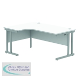 Polaris Left Hand Radial Double Upright Cantilever Desk 1600x1200x730mm Arctic White/Silver KF882350