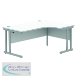 Polaris Right Hand Radial DU Cantilever Desk 1600x1200x730mm Arctic White/Silver KF882351