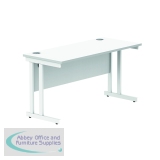 Polaris Rectangular Double Upright Cantilever Desk 1400x600x730mm Arctic White/White KF882353