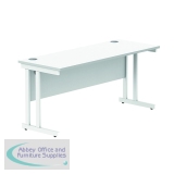 Polaris Rectangular Double Upright Cantilever Desk 1600x600x730mm Arctic White/White KF882354