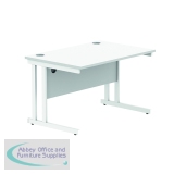 Polaris Rectangular Double Upright Cantilever Desk 1200x800x730mm Arctic White/White KF882355