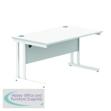 Polaris Rectangular Double Upright Cantilever Desk 1400x800x730mm Arctic White/White KF882356