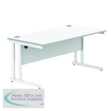 Polaris Rectangular Double Upright Cantilever Desk 1600x800x730mm Arctic White/White KF882357