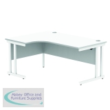 Polaris Left Hand Radial DU Cantilever Desk 1600x1200x730mm Arctic White/White KF882358