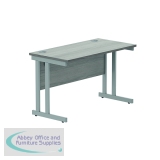 Polaris Rectangular Double Upright Cantilever Desk 1200x600x730mm Alaskan Grey Oak/Silver KF882360