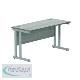 Polaris Rectangular Double Upright Cantilever Desk 1400x600x730mm Alaskan Grey Oak/Silver KF882361