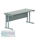 Polaris Rectangular Double Upright Cantilever Desk 1600x600x730mm Alaskan Grey Oak/Silver KF882362