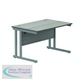 Polaris Rectangular Double Upright Cantilever Desk 1200x800x730mm Alaskan Grey Oak/Silver KF882363