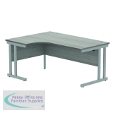 Polaris Left Hand Radial DU Cantilever Desk 1600x1200x730mm Alaskan Grey Oak/Silver KF882366