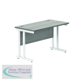 Polaris Rectangular Double Upright Cantilever Desk 1200x600x730mm Alaskan Grey Oak/White KF882368