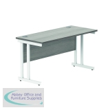 Polaris Rectangular Double Upright Cantilever Desk 1400x600x730mm Alaskan Grey Oak/White KF882369