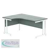 Polaris Left Hand Radial DU Cantilever Desk 1600x1200x730mm Alaskan Grey Oak/White KF882372