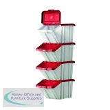 Barton Multifunctional Storage Bins Red Lids (4 Pack) 052102/4