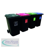 VFM Wheelie Bins 240L With Colour Coded Lids and Recycling Stickers (Set of 4) 426069