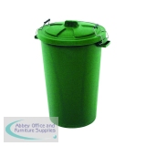 Plastic Dustbin with Locking Clip Lid 90 Litre Green 415697