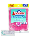 Spontex Microfibre Pads Multipack Mixed Colours (Pack of 3) 12233002